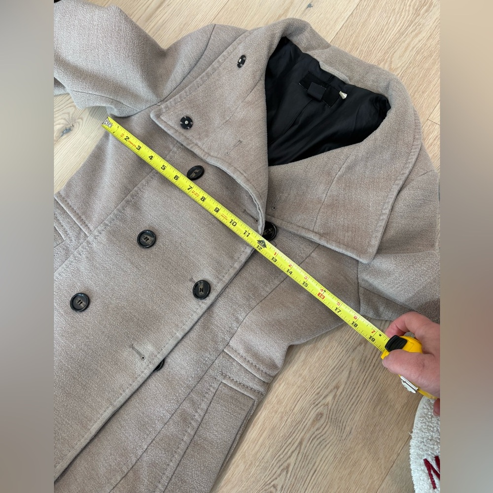 H&M Beige Double-Breasted Peacoat size 8 - Picture 4 of 8